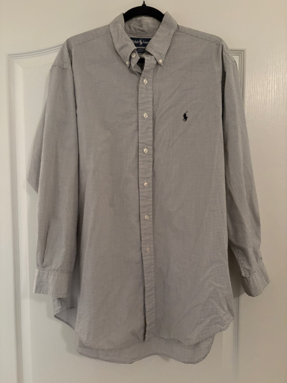 Ralph Lauren Men’s Blue and White Micro-Check Button-Down Shirt